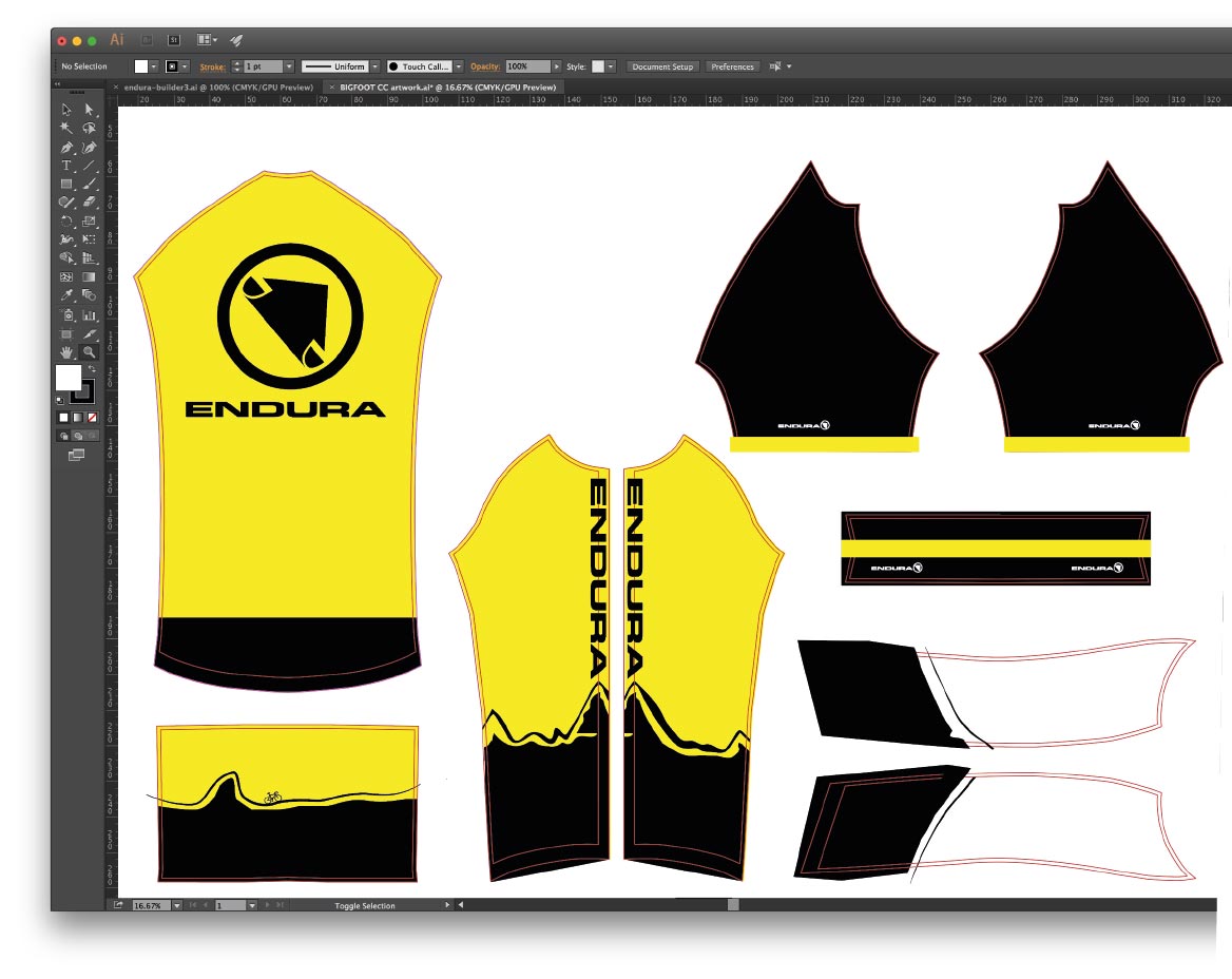 Endura.me template loaded in adobe illustrator